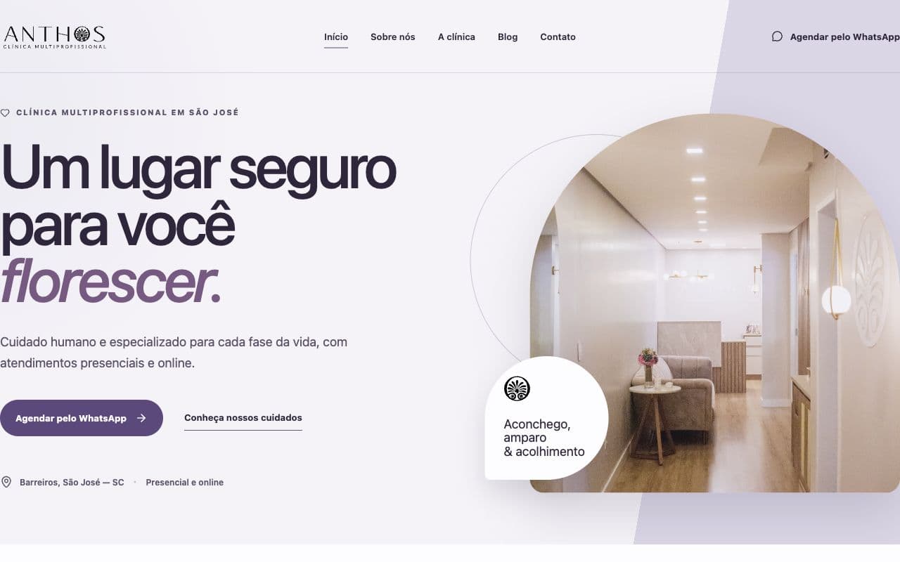 Prévia do site Clínica Anthos