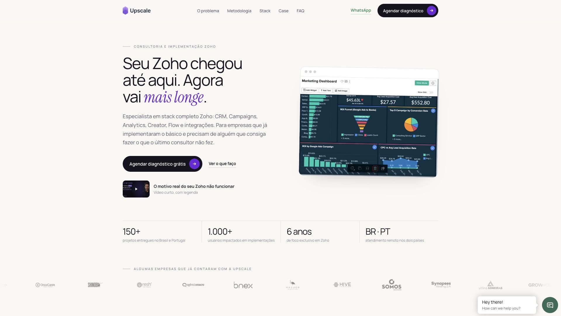 Prévia do site Upscale