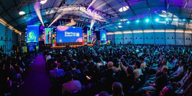 Main stage at Startup Summit 2026 with a packed audience